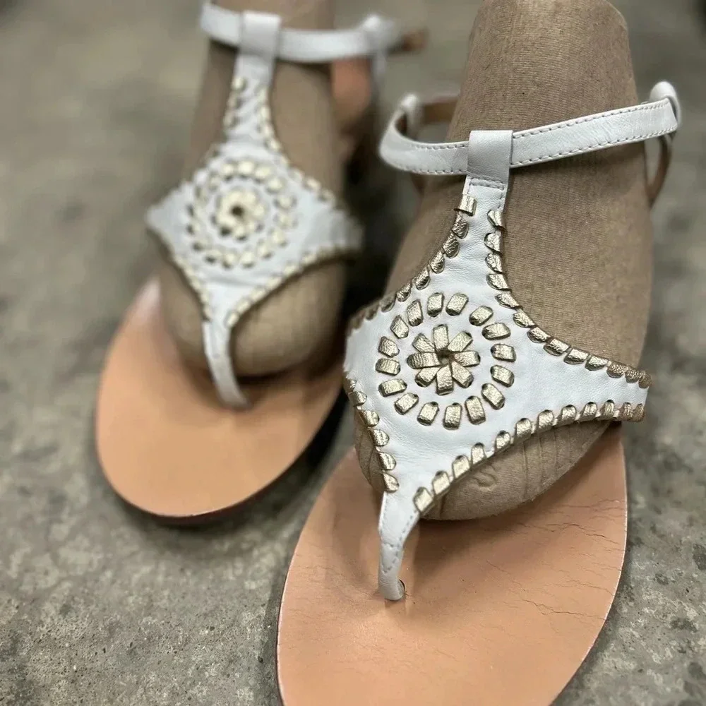 Jack Roger’s Elise Sandal Women’s 8.5‎ White/Platinum Stacked Heel